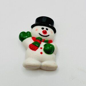 Russ Snowman Pin Brooch Christmas Holiday Winter Scarf Mittens Black Hat